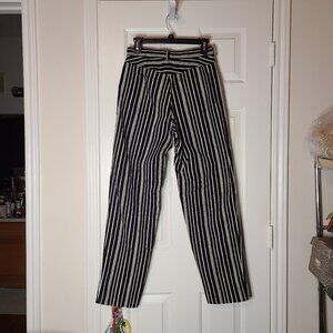 High Waist Jeans 80s Black White striped Size 8 Vintage Straight Leg Stretchy